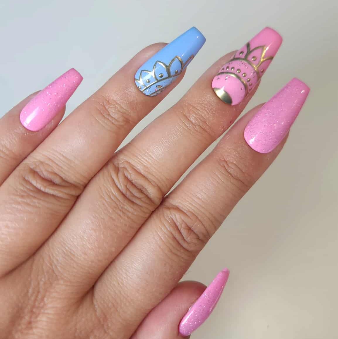image Press-On Nails "Blueberry Queen" – Forme Coffin M Tany Mena